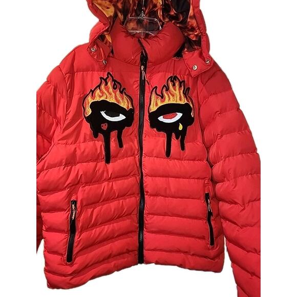 Roku Studio Burning Eyes Bubble Red Puffer Jaket Plus Men's 2XL - Picture 2 of 8